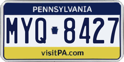 PA license plate MYQ8427