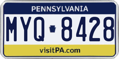 PA license plate MYQ8428