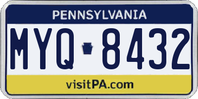 PA license plate MYQ8432
