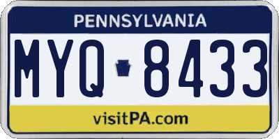PA license plate MYQ8433
