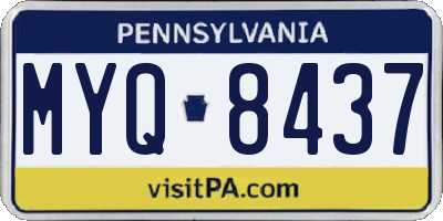 PA license plate MYQ8437