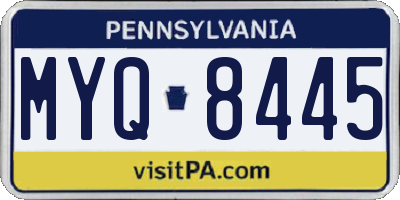 PA license plate MYQ8445