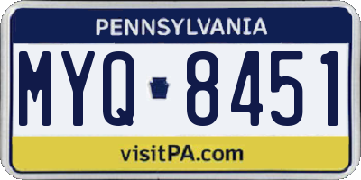 PA license plate MYQ8451