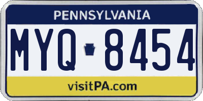 PA license plate MYQ8454