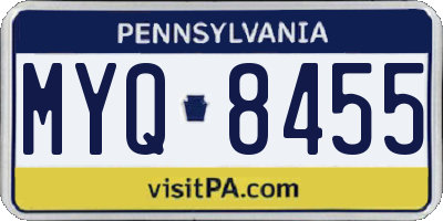 PA license plate MYQ8455