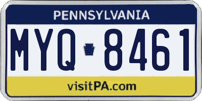 PA license plate MYQ8461