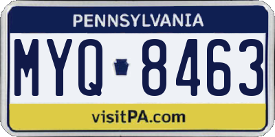PA license plate MYQ8463