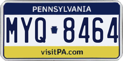 PA license plate MYQ8464