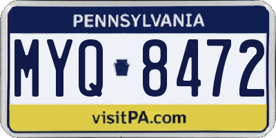 PA license plate MYQ8472