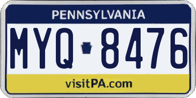 PA license plate MYQ8476