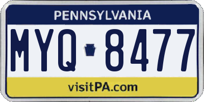 PA license plate MYQ8477
