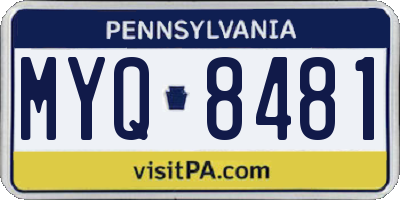 PA license plate MYQ8481