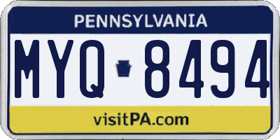 PA license plate MYQ8494