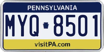 PA license plate MYQ8501