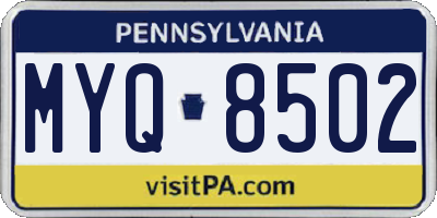 PA license plate MYQ8502