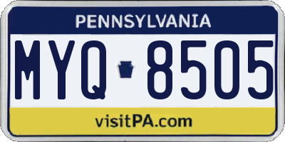 PA license plate MYQ8505