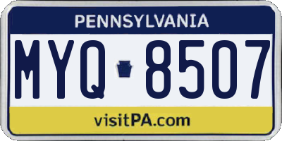 PA license plate MYQ8507