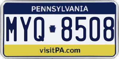 PA license plate MYQ8508