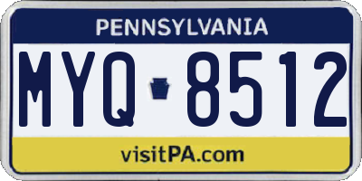 PA license plate MYQ8512