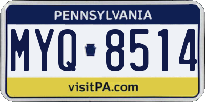 PA license plate MYQ8514