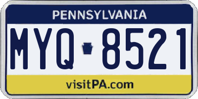 PA license plate MYQ8521