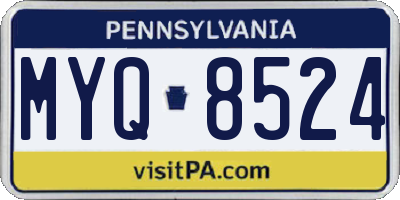 PA license plate MYQ8524