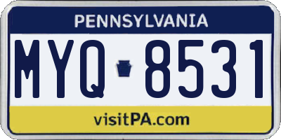 PA license plate MYQ8531