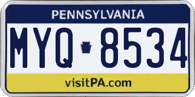 PA license plate MYQ8534