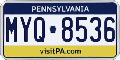 PA license plate MYQ8536