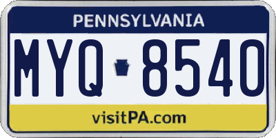 PA license plate MYQ8540