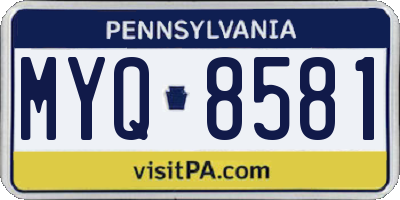 PA license plate MYQ8581