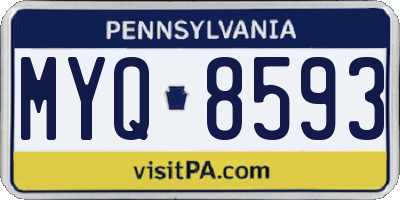PA license plate MYQ8593