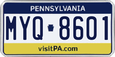 PA license plate MYQ8601
