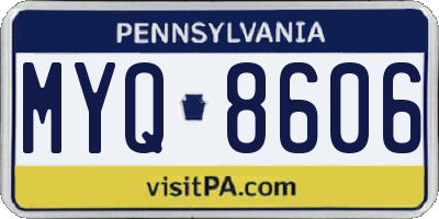 PA license plate MYQ8606