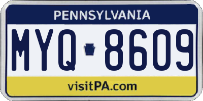 PA license plate MYQ8609