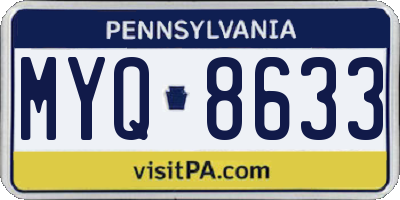 PA license plate MYQ8633