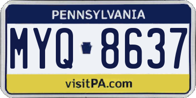 PA license plate MYQ8637