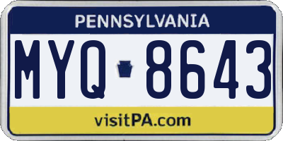 PA license plate MYQ8643