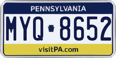 PA license plate MYQ8652
