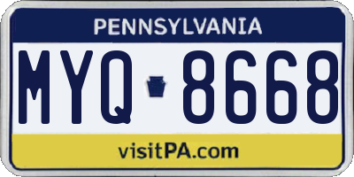 PA license plate MYQ8668