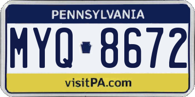 PA license plate MYQ8672