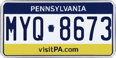 PA license plate MYQ8673