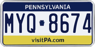 PA license plate MYQ8674