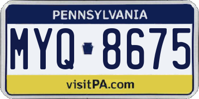 PA license plate MYQ8675