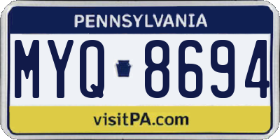 PA license plate MYQ8694