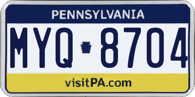 PA license plate MYQ8704