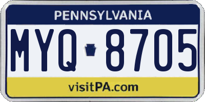 PA license plate MYQ8705