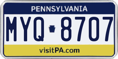 PA license plate MYQ8707
