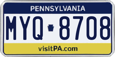 PA license plate MYQ8708