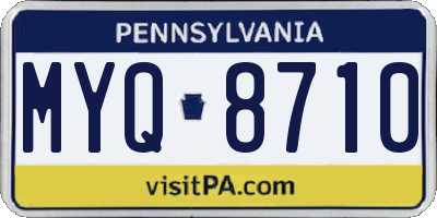 PA license plate MYQ8710